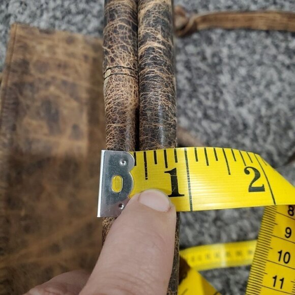 Vintage Brown Leather Crossbody Shoulder Bag Satchel Front Pockets Flap Over - Picture 12 of 16